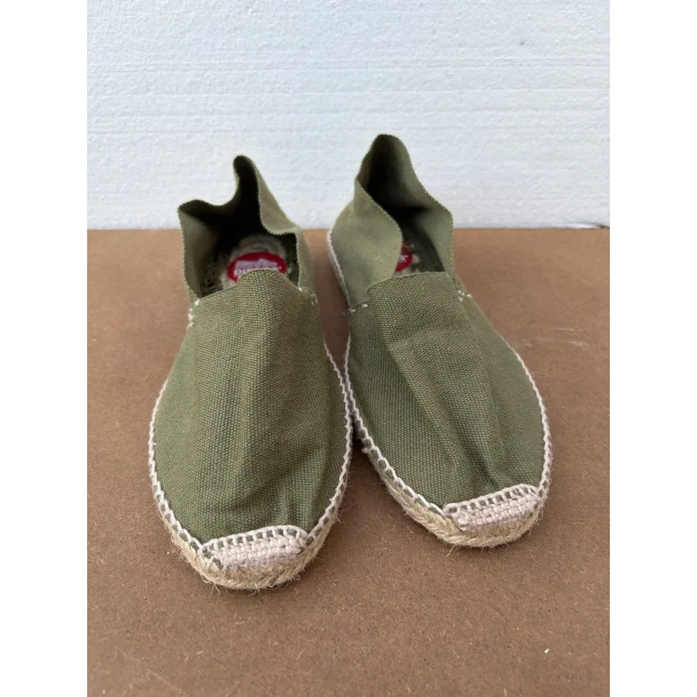 Diegos Handmade in Spain Olive‎ Green Canvas Espadrilles Jute Slip On Flats 37